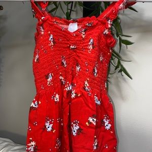 Red scrunched cropped tank